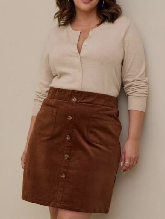 torrid Dresses & Skirts - Cotton Torrid Corduroy Button Front Mini Skirt Cognac Brown Cottagecore Size 3X